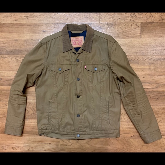 Levi's Other - Levi’s Tan Size L with Blue Flannel Lined Trucker